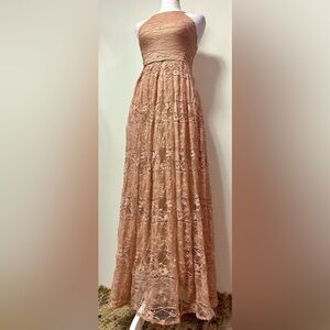 Coconinno Lace Maxi Dress with Shimmery Gold Tones